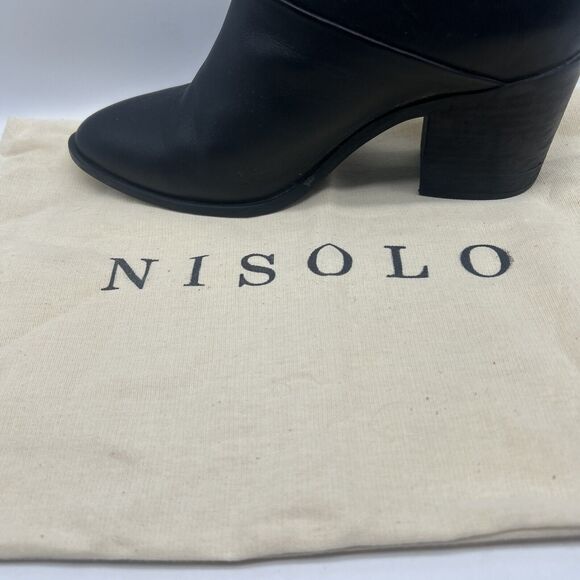 Nisolo Ankle Boots Womens 8 Black Heel Dari Commuter Leather Minimal - Picture 7 of 10